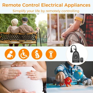 Enchufe de temporizador para exteriores con salida remota, interruptor de control inalámbrico TESSAN con 2 salidas a tierra, sensor de luz del anochecer al amanecer para String Li