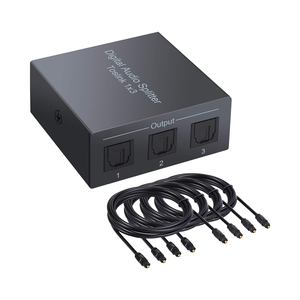 3 Port SPDIF Toslink Digital Optical Audio <strong>Splitter</strong> Aluminum Alloy SPDIF Toslink 1 in 3 Out Support LPCM 2.0 DTS Dolby-AC3 - Product Image 1
