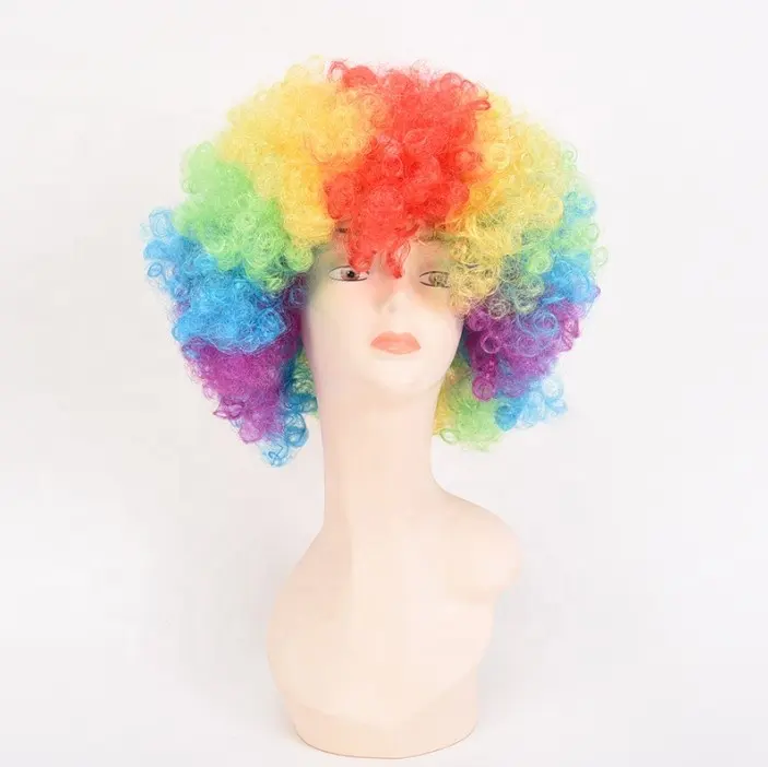 Palhaço Curly Afro Perucas, Rainbow Peruca Palhaço Colorido Peruca, Crazy Afro Wig 70's 80's Disco Theme For Kids Adulto Mulheres Men's Children