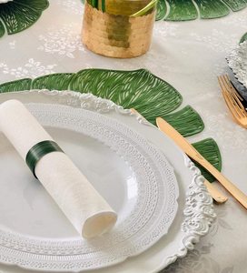 טבלקס עלה plemat ידידותי לסביבה pvc אוכל שולחן מחצלת זהב ירוק כסף לקישוט הקיץ
