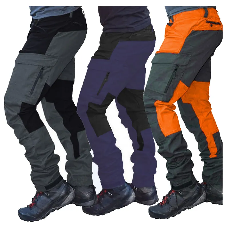 Chiffons de travail professionnels avec logo personnalisé pantalons de plein air sport moto multi-poches vêtements de travail de randonnée pantalon cargo gris hommes