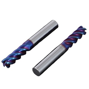耐用的数控钨硬质合金铣刀HRC65蓝色纳米涂层圆头半径立铣刀 - Product Image 3