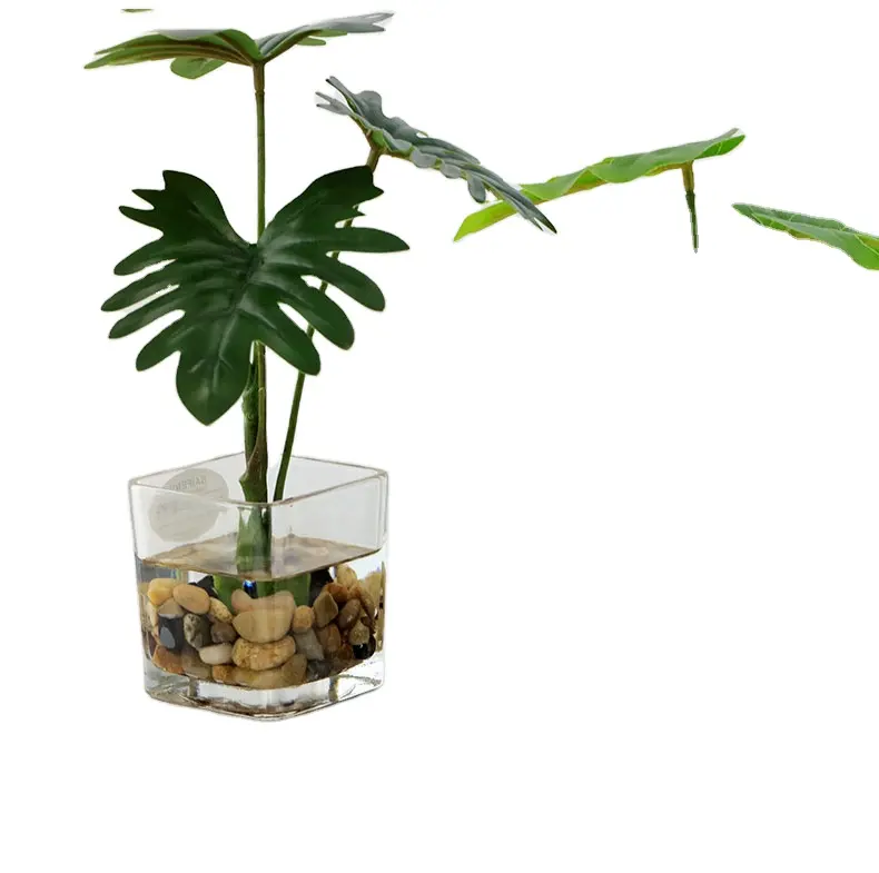 Plantar Vasos Artificial Plants Potted In Transparent Glass Jarrones Vase with Water Artificielle Guirlande Plante Anlage