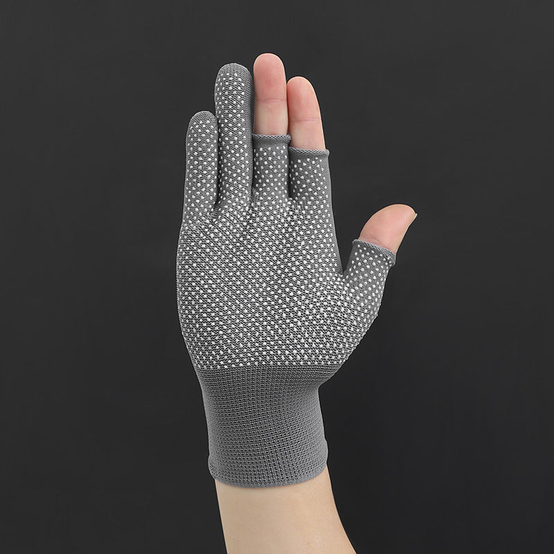 Gants antidérapants livraison express - 3 doigts exposés - 1 paire, gris