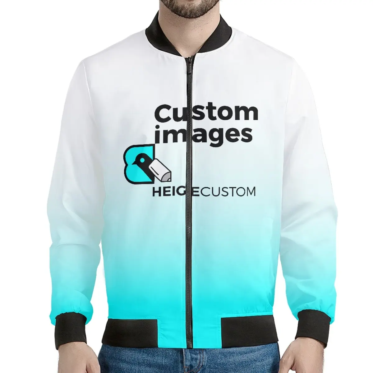 卸売あなたのカスタムデザインメーカーを選ぶ男性3Dロゴ任意の印刷秋のトレーニング男の子服プラスサイズのボンバージャケット