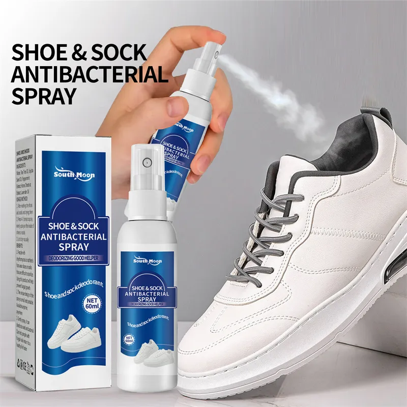 शीर्ष बिक्री 60 मिलीलीटर एंटी बैक्टीरियल स्प्रे डिओडोरेंट फंगल विकास जूते के लिए तरल पदार्थ निकालना गंध को रोकना