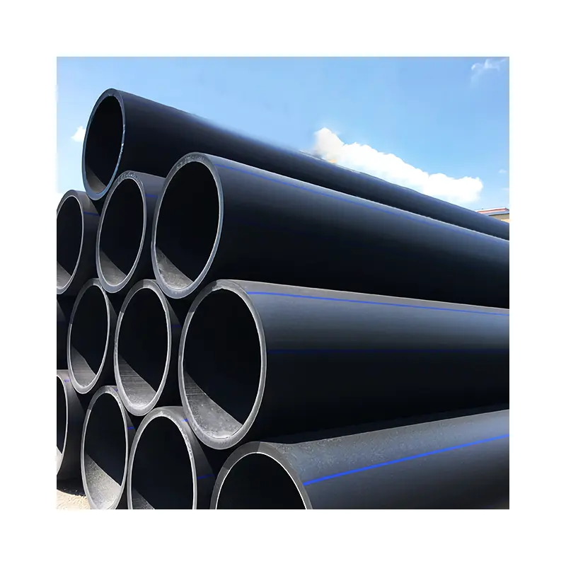 Tubo de plástico de alta densidad, suministro de agua hdpe negro, 110mm-800mm