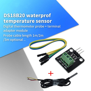 DS18B20温度センサーモジュールキット防水100CMデジタルセンサーケーブルステンレス钢プローブ端子アダプター - Product Image 1