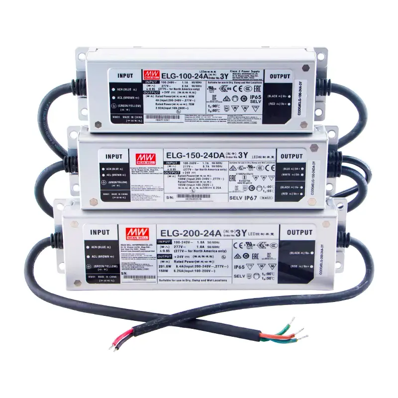 Meanwell ELG 75W 100W 150W 200W 300W 24V 12V 48V IP67 عكس الضوء الجهد المستمر شرائط المصابيح مصباح Led للامداد بالطاقة سائق