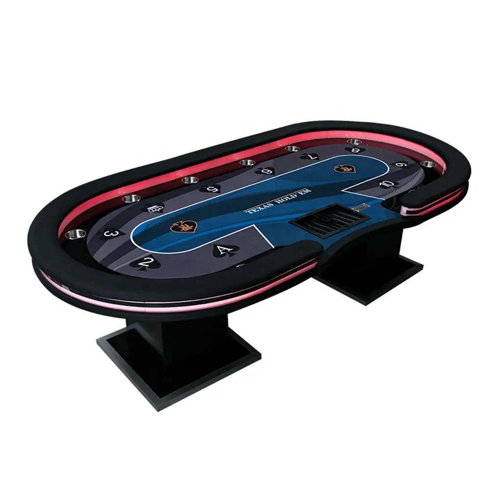 96 Inch Casino factory direct sale Poker Table with LED Lamps Gambling Table Customized Poker Table Blackjack
