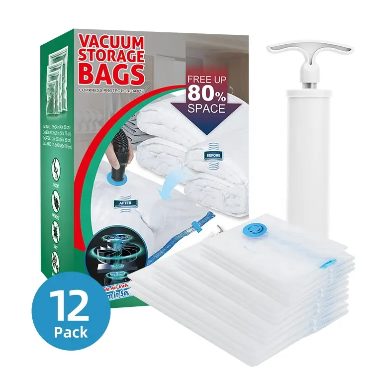 Space Saver Vacuum Compression Seal Bags Plastic Clothes Wholesale Custom Logo Closet Organizer Vacuum Bag Manufacturer