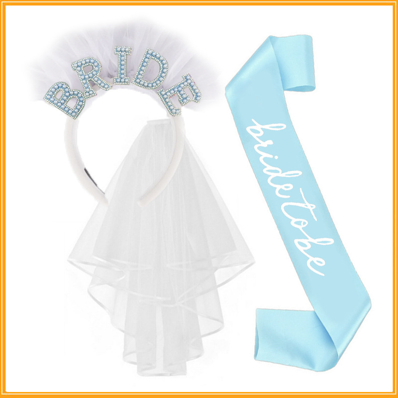 Bandeau diamant bleu blanc-bretelle bleu clair