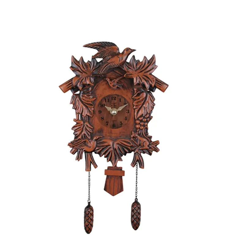 Relojes de cuco de color madera oriental con reloj de pájaro