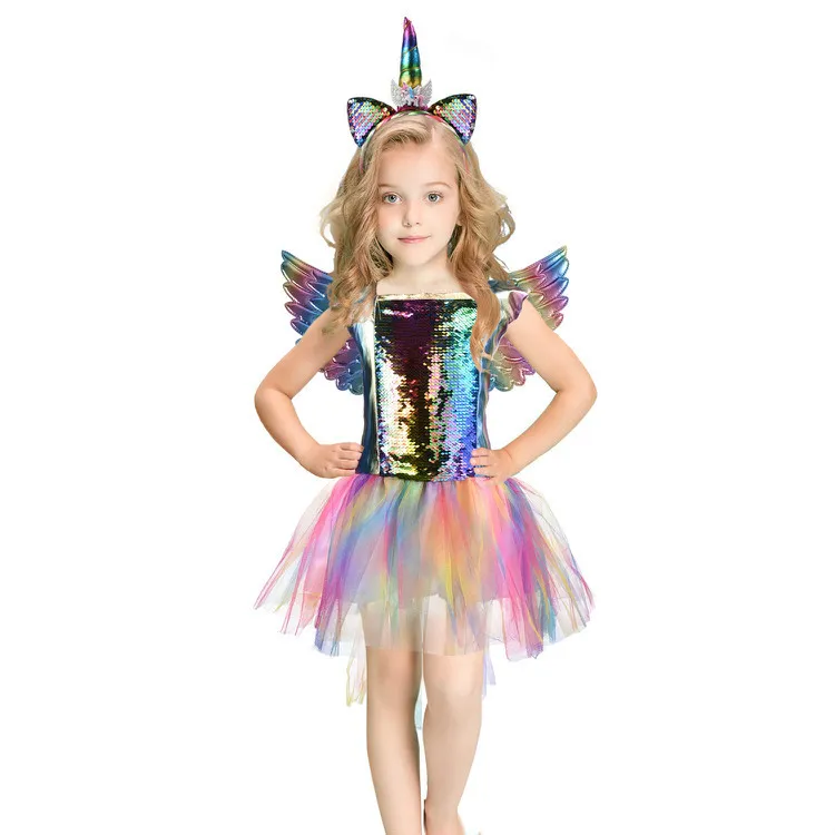 Vestido de unicornio de tul con lentejuelas y flores para niña, disfraz de unicornio Lol para niña, ropa de cumpleaños para niño, ropa de Navidad, fiesta de bebé