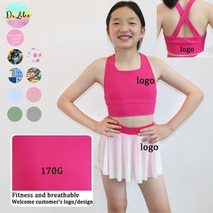 Trẻ Em Tùy Chỉnh Thể Thao Cô Gái Quần Áo Tập Thể Dục Quần Áo Yoga Phòng Tập Thể Dục Bộ Quần Áo Thể Thao Crop Top Với Skort Bộ - Product Image 2