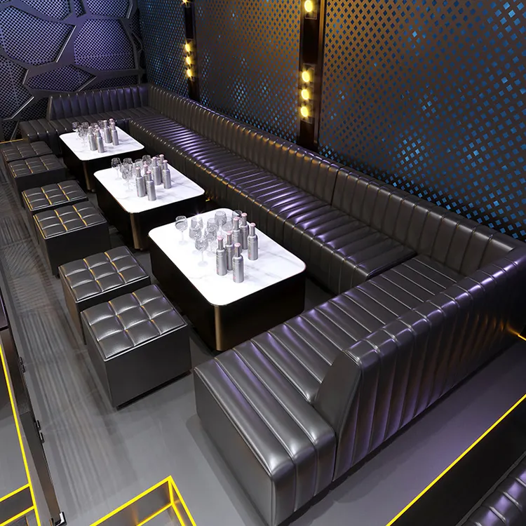 Sofá personalizado para Bar o Club nocturno, muebles de ingeniería de Disco de madera sólida, BT727