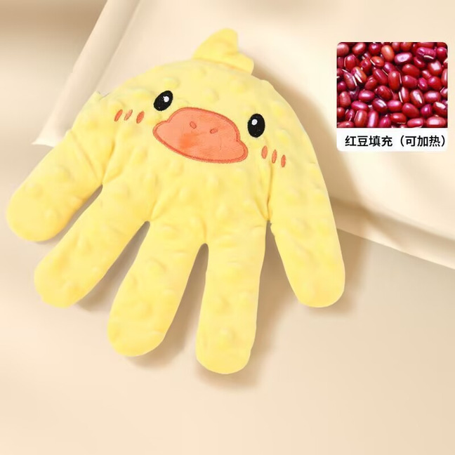 Mano de pato amarillo, forro de frijol rojo, compresa caliente.