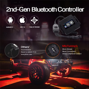 4 Pods Car RGB Magic <strong>LED</strong> Rock Lights Rock Light Kit Music Sync Neon Underglow Waterproof Lighting Kit Timing Flashing Music Mode - Product Image 3