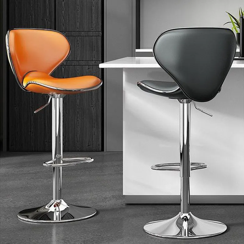 Modern hotel chairs Swivel PU leather cafe chair counter stool Elegant Bar Stool with Back Taburete de mostrador