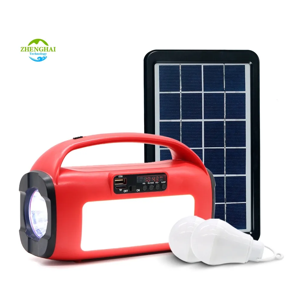Mini tragbare Notfall Solar Energy Kit Panel Solar Home Outdoor 3W LED-Lampen und Taschenlampe DC Solar Power Light System