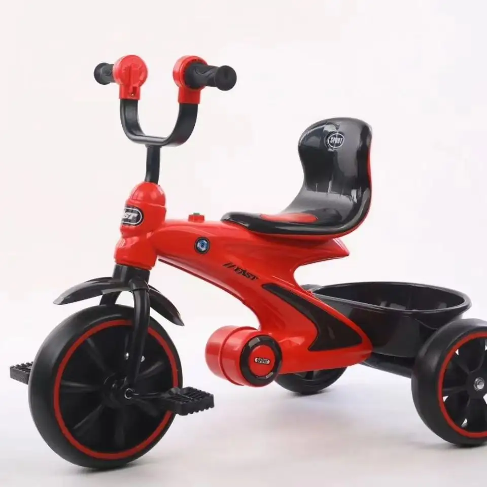 2024 newest model kids pedal tricycle with music and light for 1-5 years old children 3 wheel riding tricycle wholesale