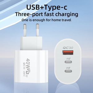 QC3.0USBC充電器40W急速充電充電器3ポートタイプC携帯電話充電器Samsung S24 XiaomiiPhone用PD電源アダプター - Product Image 3