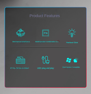 Nuevo estilo, Teclado mecánico para juegos de ordenador de 87 teclas, materiales plásticos ABS de varias teclas, teclado ergonómico para tableta - Product Image 3