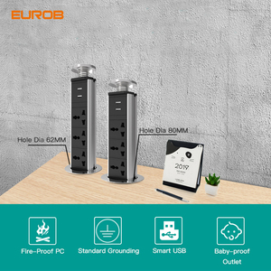 Toma de corriente empotrada con orificio de mesa universal, enchufe emergente multifunción inteligente con 2 puertos USB - Product Image 6