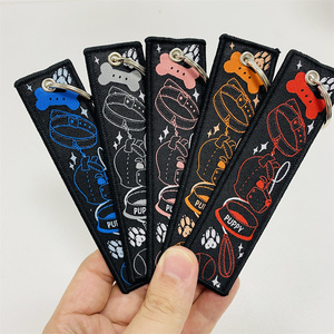 定制标志织物钥匙扣刺绣补丁钥匙圈刺绣标签徽章编织标签补丁钥匙扣