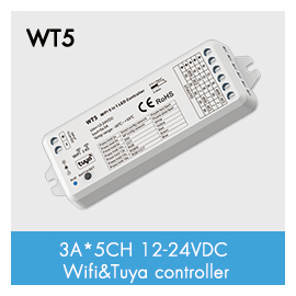 WT5 12 В 24 В 5 в 1 Tuya умный Wi-Fi светодиодный контроллер с поддержкой Alexa музыкальный таймер для сцены приложение/пульт дистанционного управления/Голосовое управление диммер для светодиодной ленты - Product Image 6