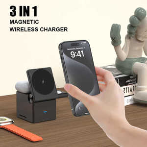 2025 <strong>New</strong> Product-15W Wireless Fast Charging Three-in-One Folding Magnetic Suction Charger with 50W and 10W Output Power - Product Image 4