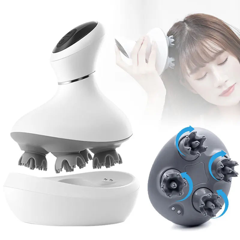 Anti perda de cabelo impermeável cabeças inteligentes massagem cabelo elétrico vibratório cabeça massageador