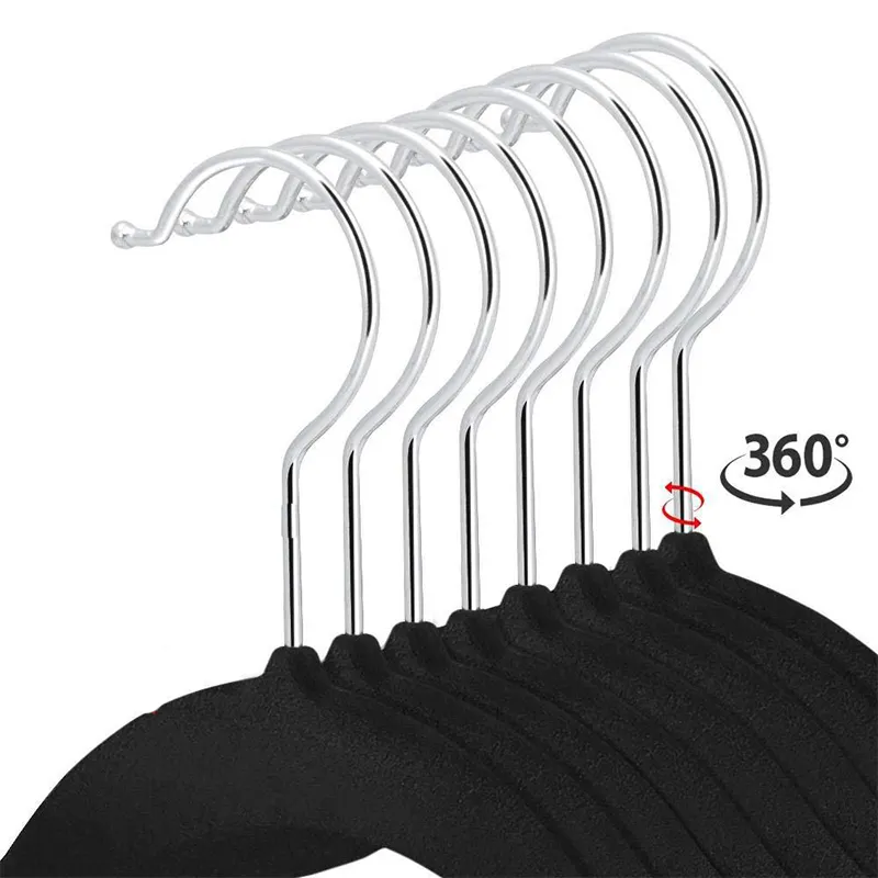 LEEKING Simple ultra-thin non-slip velvet hanger premium multifunctional flocking trouser rack with clip