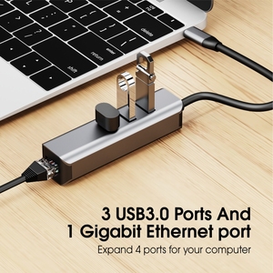 Hub convertitore USB 3.0 Rj45 Gigabit Ethernet Adattatore USB da USB 3.0 tipo C a scheda di rete - Product Image 3