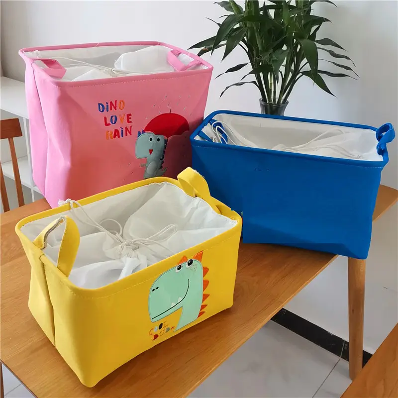 Cesta de ropa con dibujos de dinosaurios para el hogar, caja plegable de almacenamiento de ropa para niños y bebés