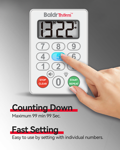 BaldrTherm IP67 Kocht imer mit Magnet-und Lautstärke regler-99Min. Countdown-Speicher modus Nummer Drücken Sie für Küche/Fitness studio/Spa/Zuhause - Product Image 6
