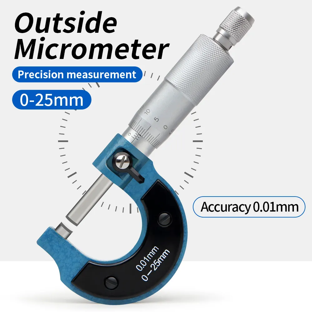 New Outer Diameter Micrometer 0-25mm 0.01mm Precise Outside Caliper Gauge Micrometer Card Instrument