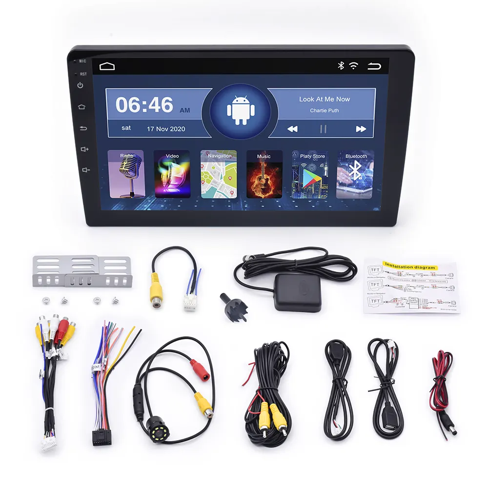 Reproductor de DVD MP5 universal para coche, radio con Android, pantalla táctil completa de 1 + 16G, 10 pulgadas, con cámara de visión trasera