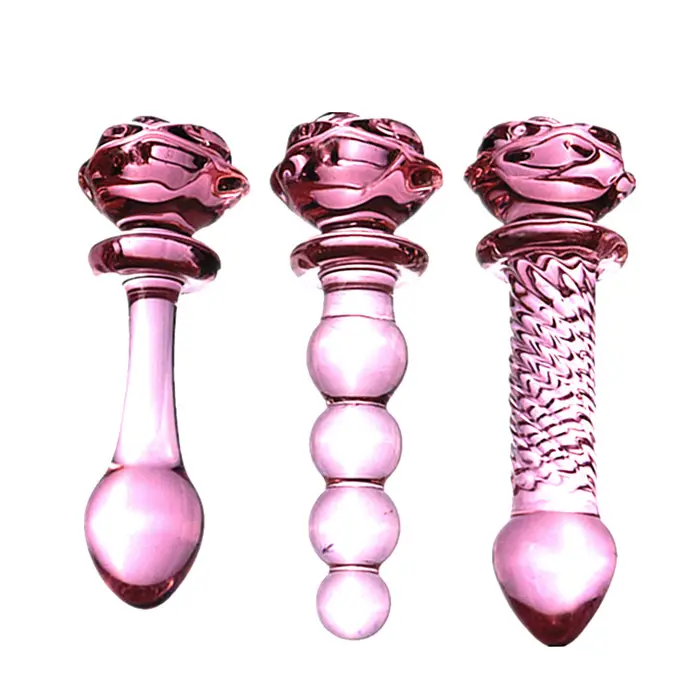 Consolador de cristal con forma de rosa para adultos juguete sexual de alta calidad, juguete para sexo anal, masturbación anal