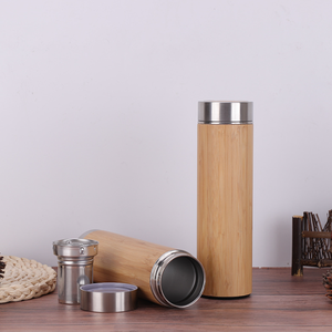 Hot Bán 500Ml Tùy Chỉnh Tre Tự Nhiên Nước Bằng Thép Không Gỉ Chai Chân Không Bình Phích Với Infuser Bpa Miễn Phí Nắp - Product Image 5