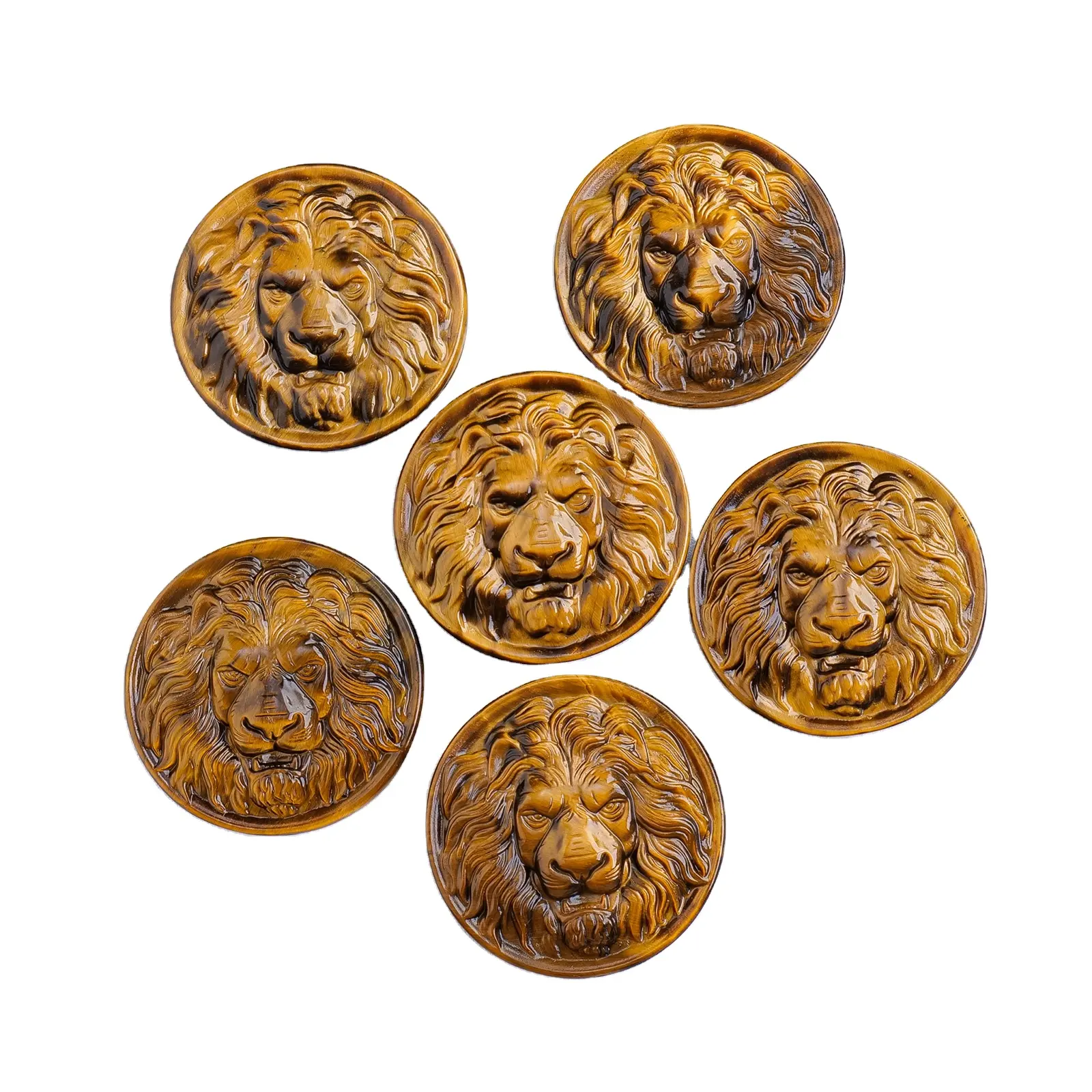 Wholesale Natural Healing crystal Carving Yellow Quartz Tiger Eye lion for Home Decoration