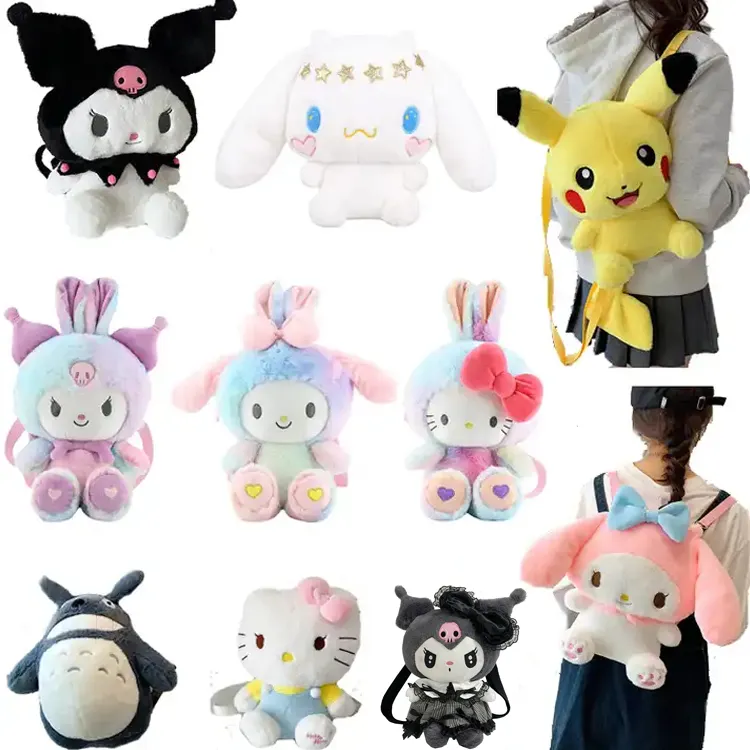 Kawaii Sanrioes Mini mochila My Melody Kuriomi mochila de pelúcia bolsa fofa acessórios atacado Olá, meus gatinhos sacos de pelúcia