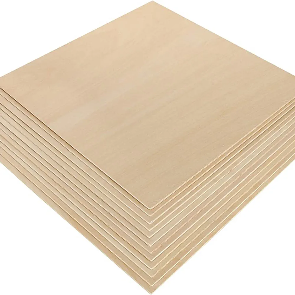 Wood Sheets Laser Cutting Commercial Birch Basswood Plywood Wholesale Natural 1mm 2mm 3mm 4mm 5mm 6mm 7mm Eco-friendly Carton E1