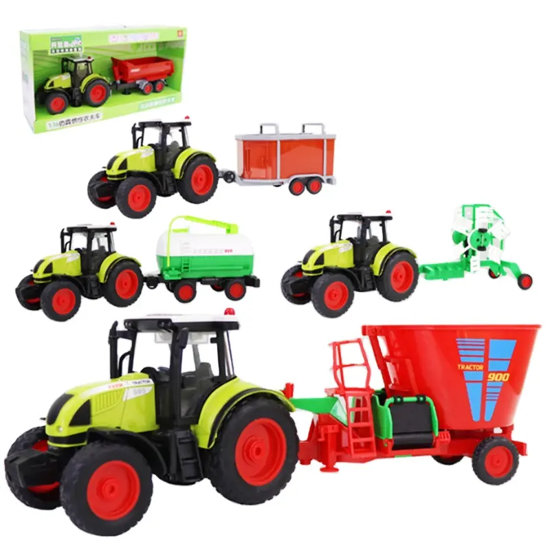 Juguete de tractor agrícola de fricción, juguetes para niños con sonido musical, coche de inercia, modelo de coche de granjero, juguete