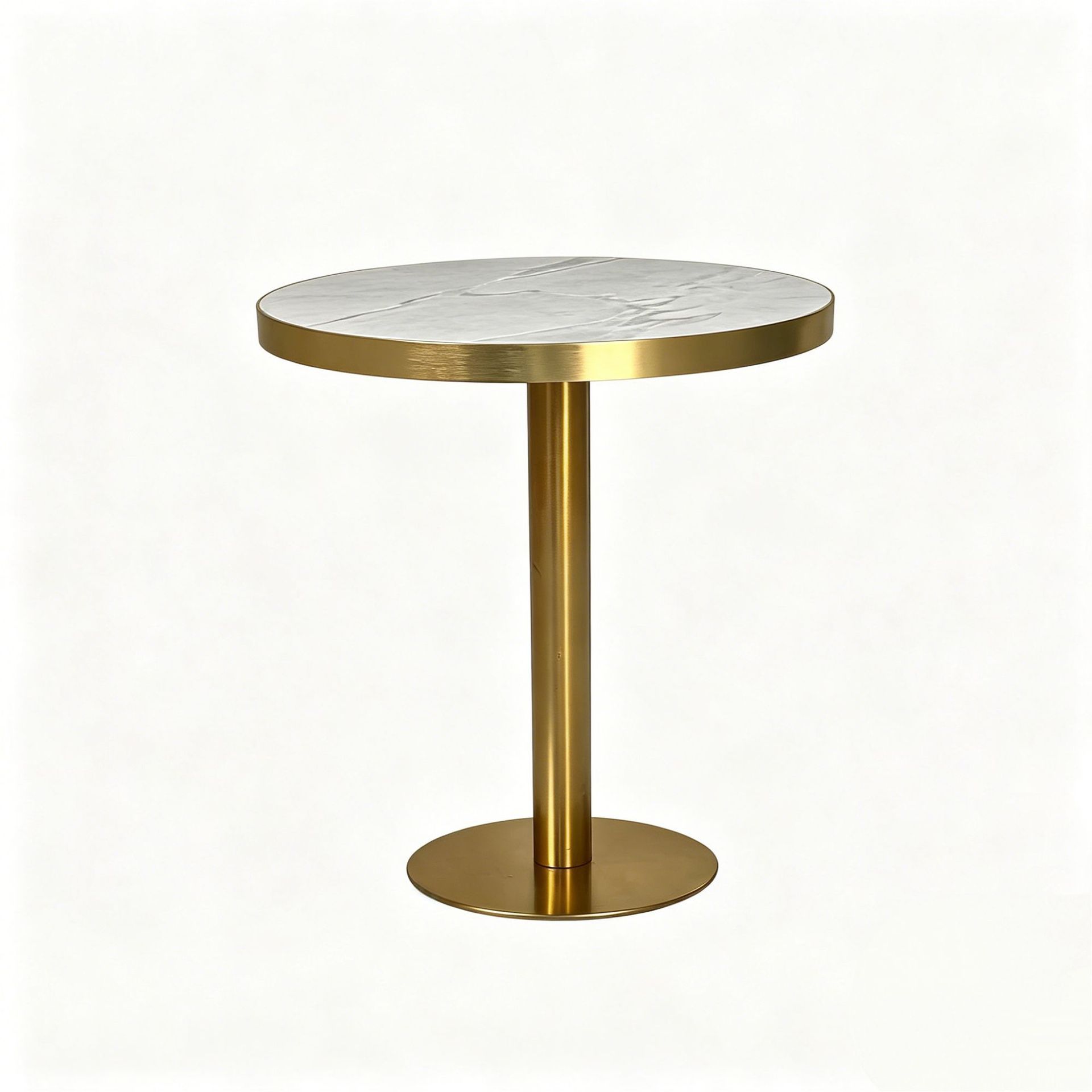 Table ronde - gris italien brillant - base en acier inoxydable doré