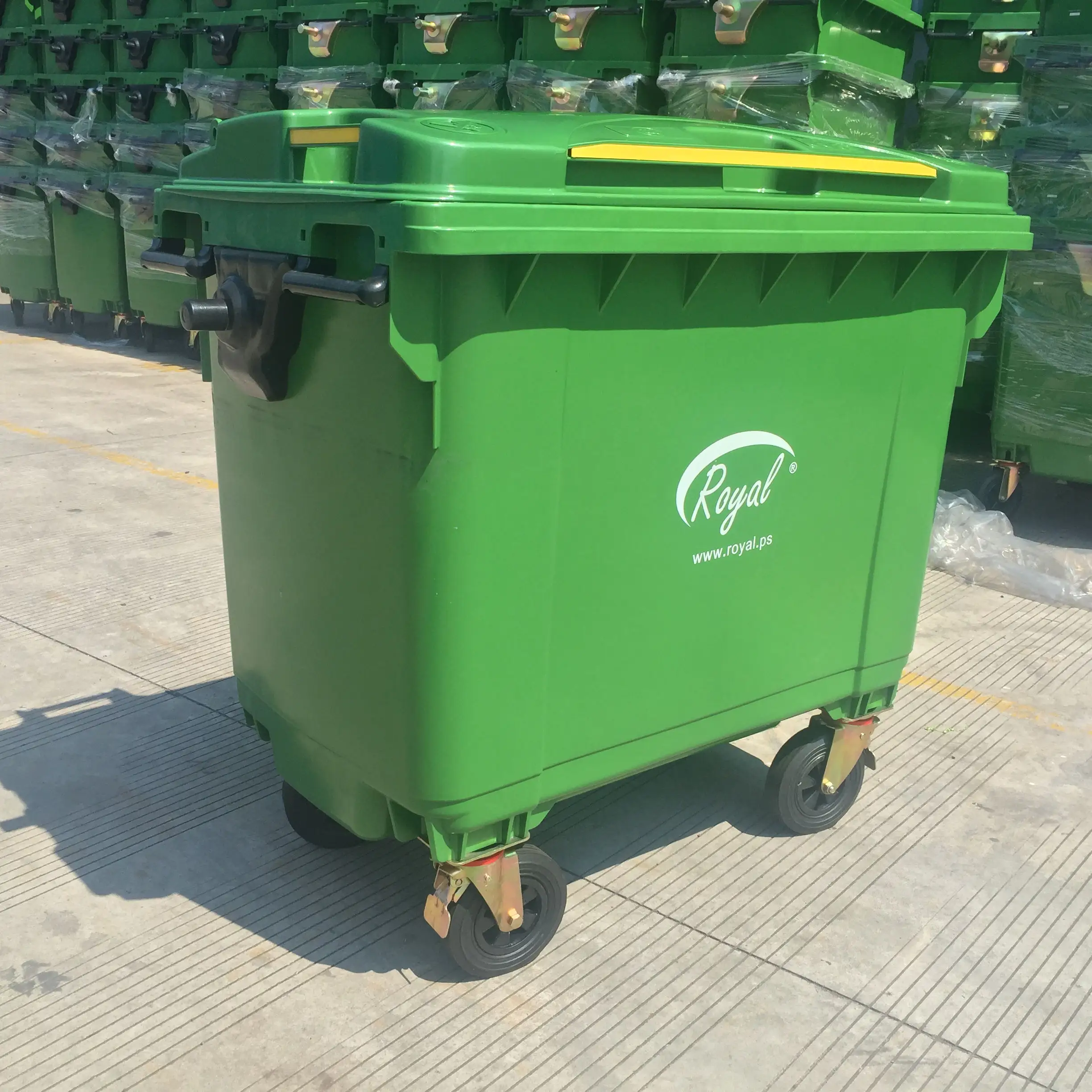 Cubo de basura industrial para exteriores, cubo de basura de reciclaje de 120/240/360/660/1100 litros con tapa y pedal