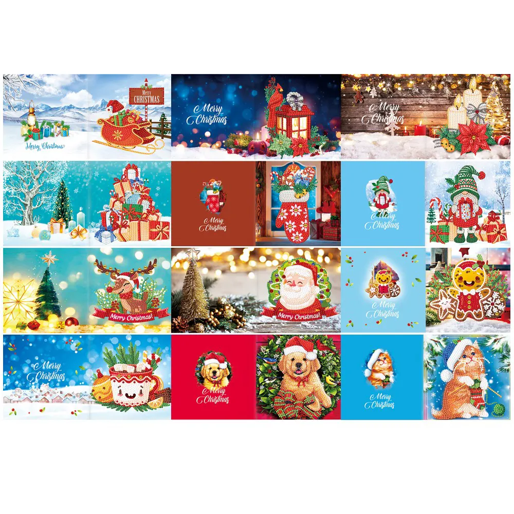 Fabricantes Atacado 5d Diy Diamante Pintura Padrão De Natal Cartões 12 Kits De Combinação Artesanato De Natal Presentes