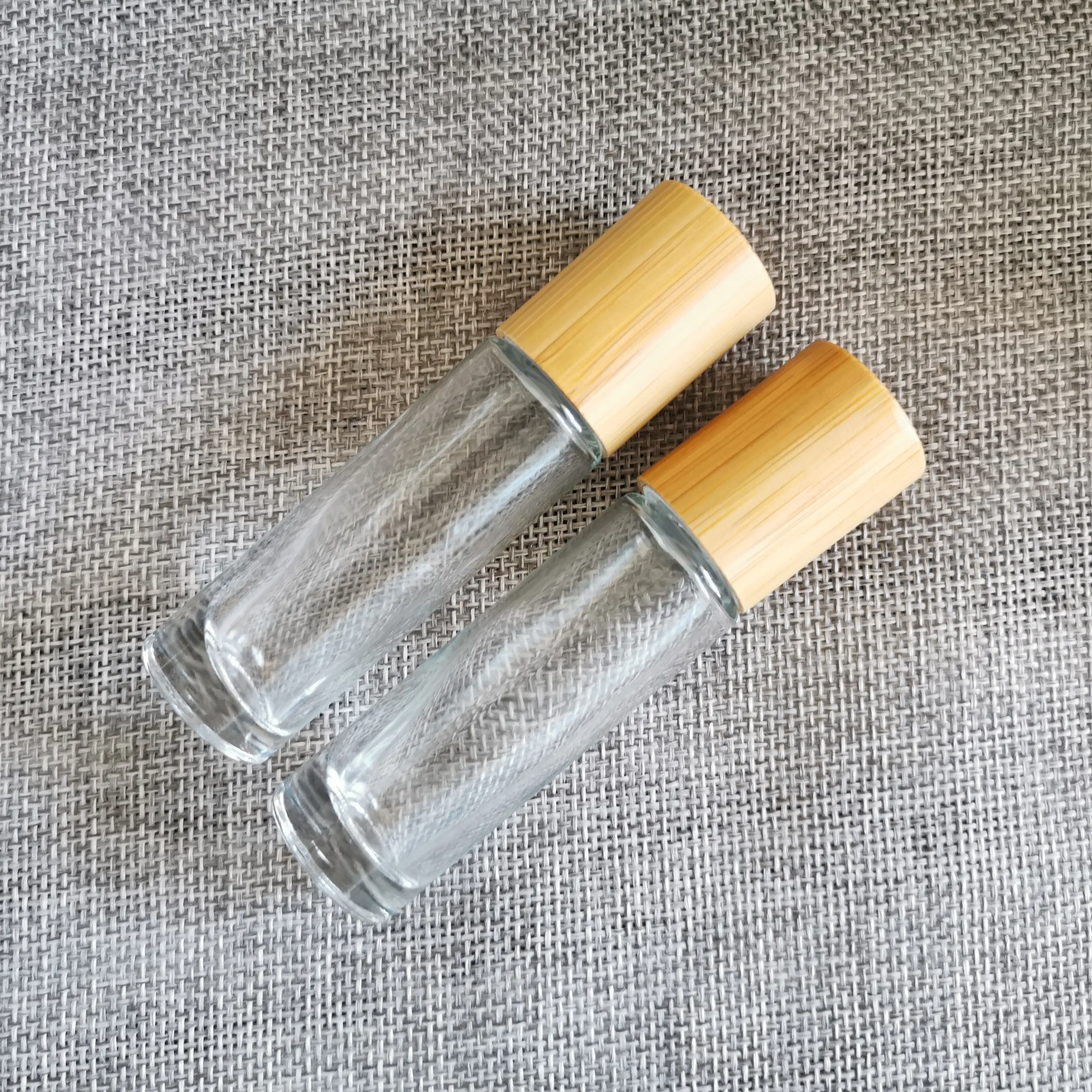 Minyak Esensial Parfum Deodoran Gulung, Botol Kaca 10Ml dengan Tutup Kayu Bambu