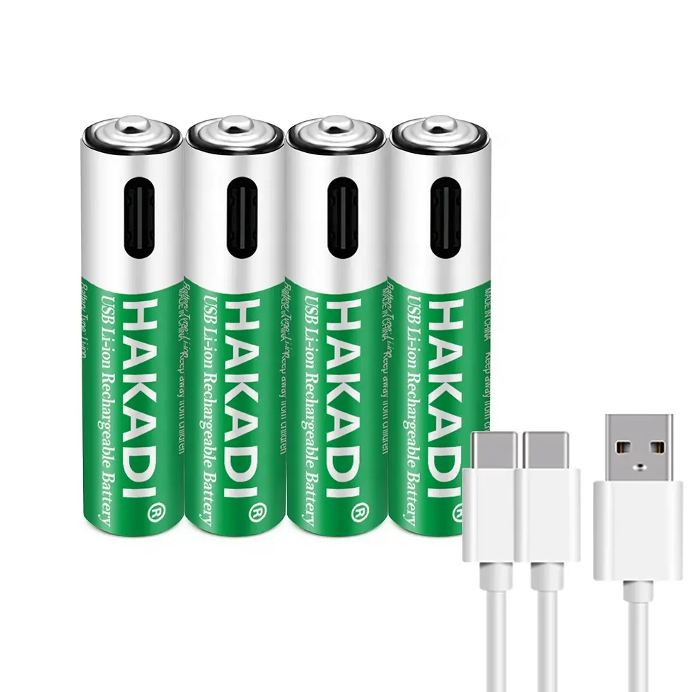 Baterai Lithium Isi Ulang Daya, AAA 1.5V 1.200 MWH dengan Kabel USB 4 Buah + 1 Kabel Tipe-c/Set untuk Mainan Mouse Lampu LED Remote Kontrol