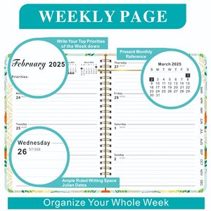 Benutzer definierter Druck 2024 Hardcover A5 Spiral papier Notizbuch Tagebuch Journal Agenda Täglich Wöchentlich Monatlich Organizer Planer Notizbuch - Product Image 4